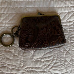 Patricia Nash Brown Embossed Leather Coin Purse
